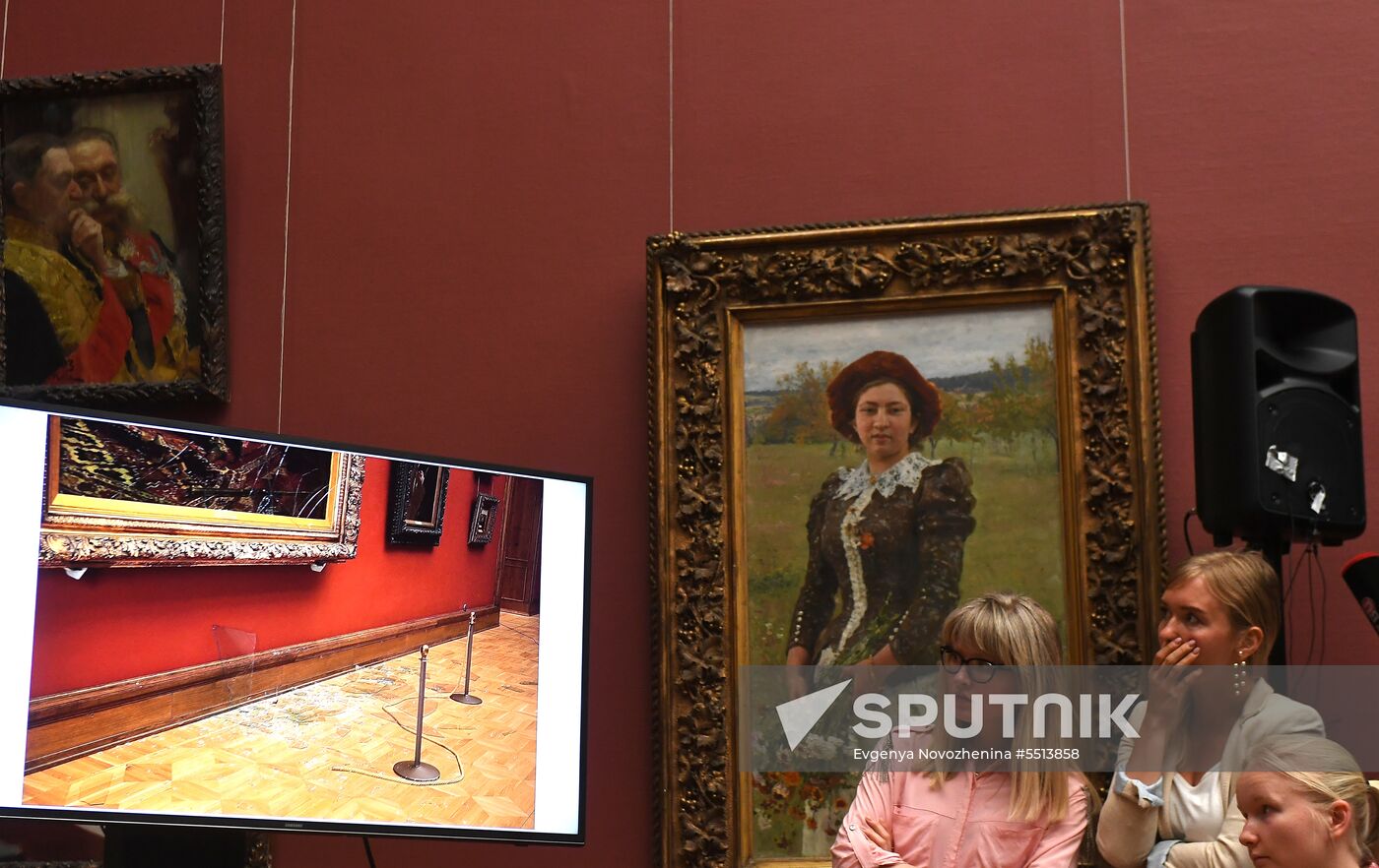 Briefing on damage to Ilya Repin's painting in Tretyakov Gallery in Moscow.