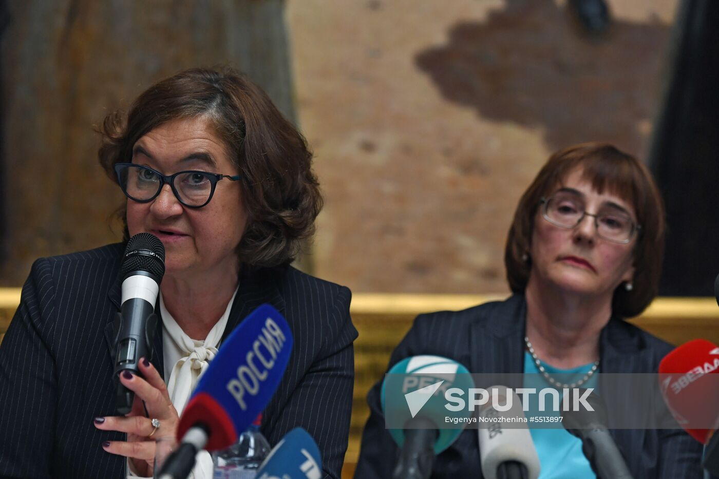 Briefing on damage to Ilya Repin's painting in Tretyakov Gallery in Moscow.