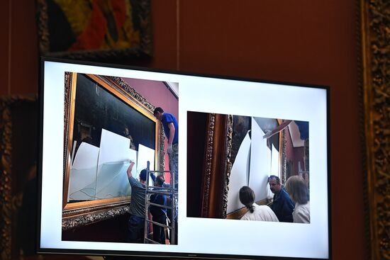 Briefing on damage to Ilya Repin's  painting in Tretyakov Gallery in Moscow.