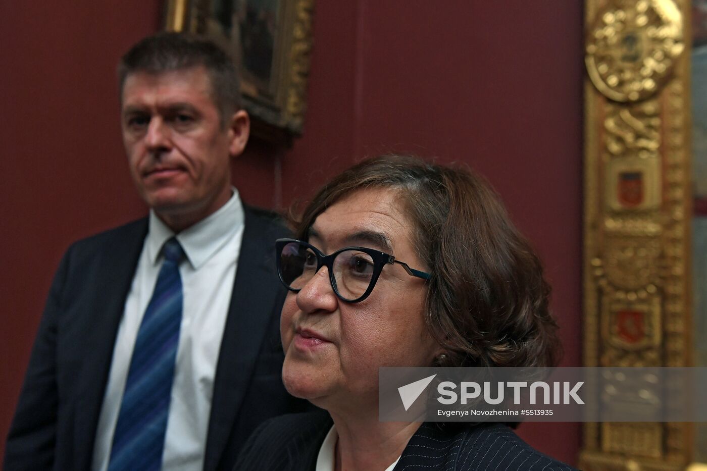 Briefing on damage to Ilya Repin's painting in Tretyakov Gallery in Moscow.