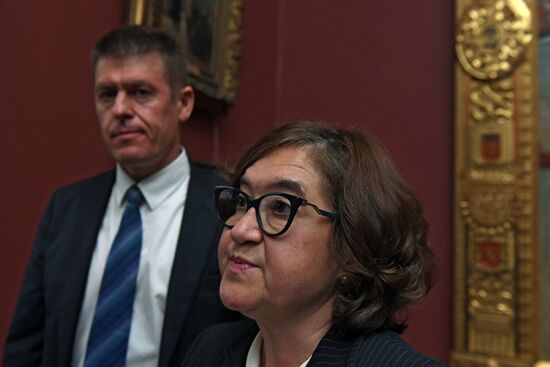 Briefing on damage to Ilya Repin's  painting in Tretyakov Gallery in Moscow.