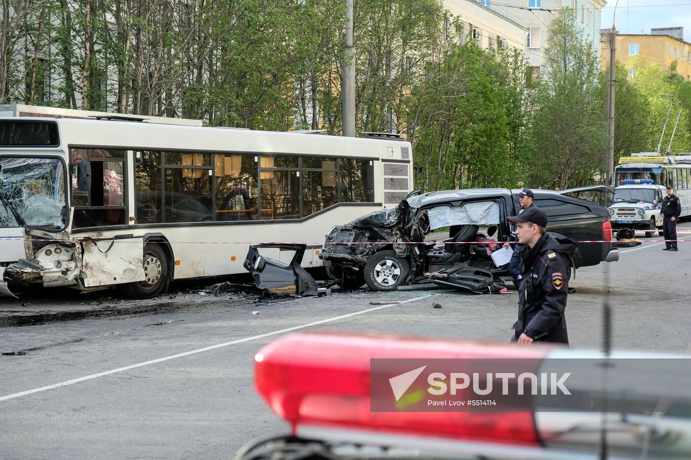 Road accident with bus in Murmansk