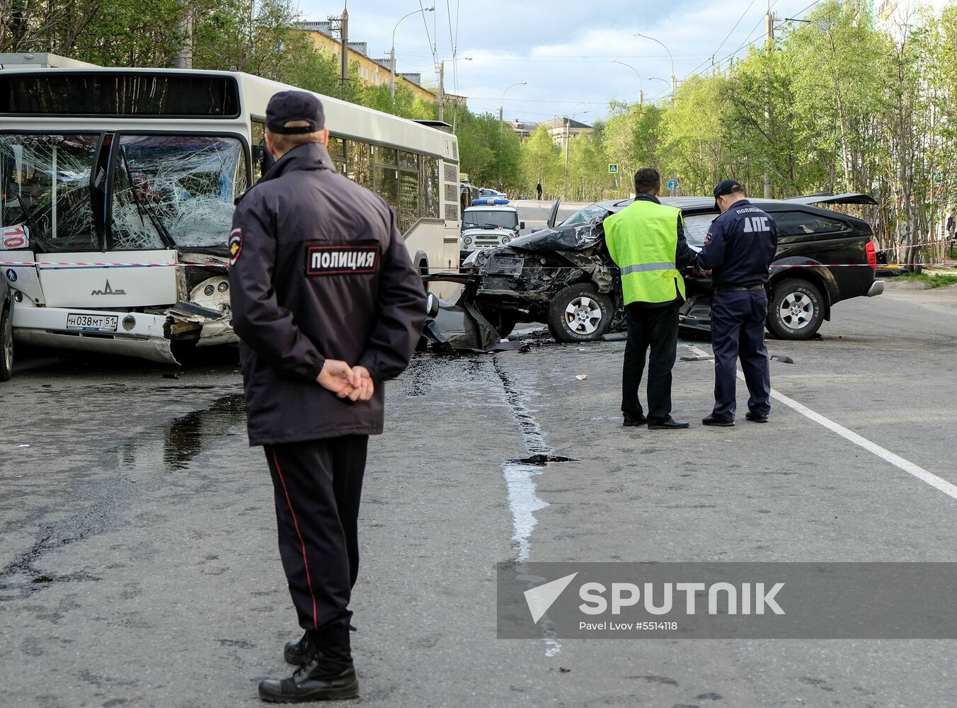 Road accident with bus in Murmansk