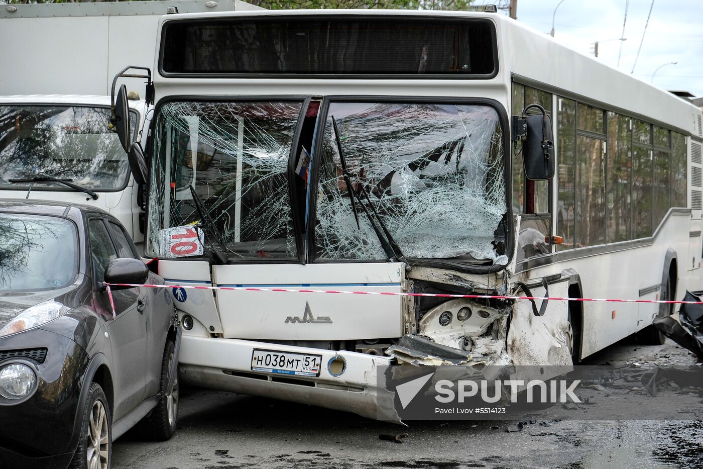 Road accident with bus in Murmansk