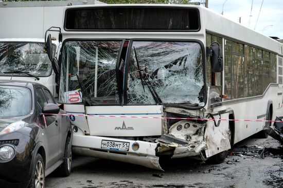 Road accident with bus in Murmansk