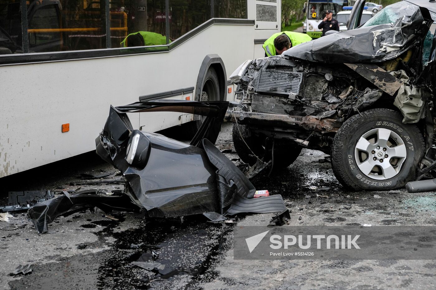 Road accident with bus in Murmansk