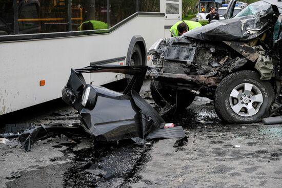 Road accident with bus in Murmansk