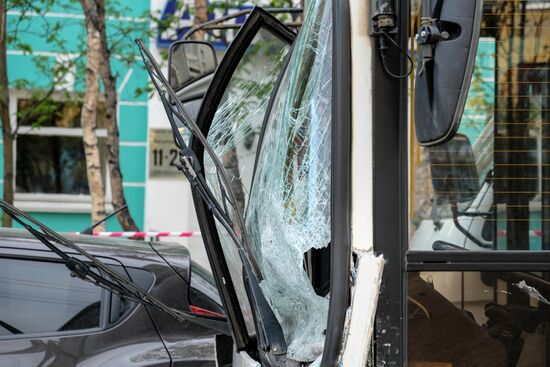 Road accident with bus in Murmansk
