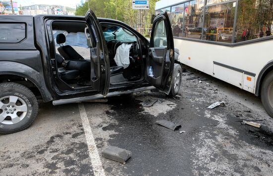 Road accident with bus in Murmansk