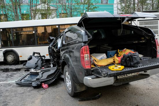 Road accident with bus in Murmansk