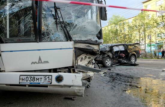 Road accident with bus in Murmansk
