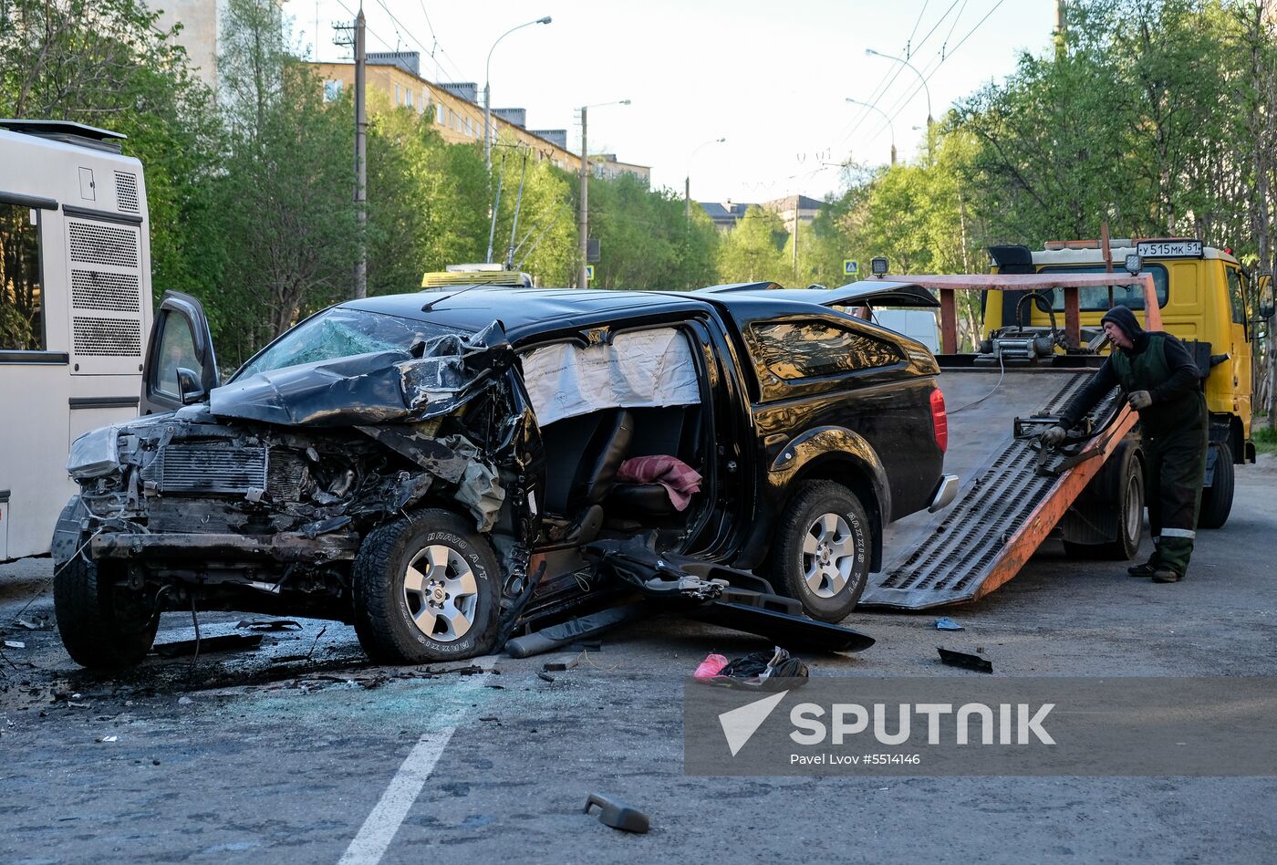 Road accident with bus in Murmansk
