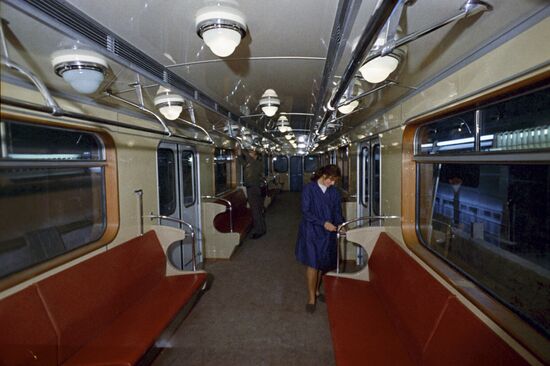 Interior of new car for Prague Metro