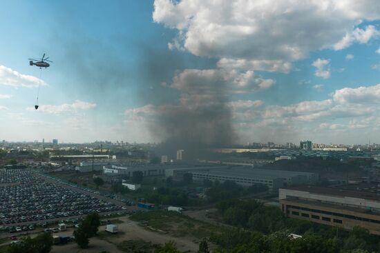 Fire in Moscow's Pechatniki District