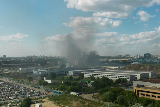 Fire in Moscow's Pechatniki District