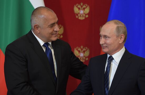 Russian President Vladimir Putin meets with Prime Minister of Bulgaria Boyko Borisov