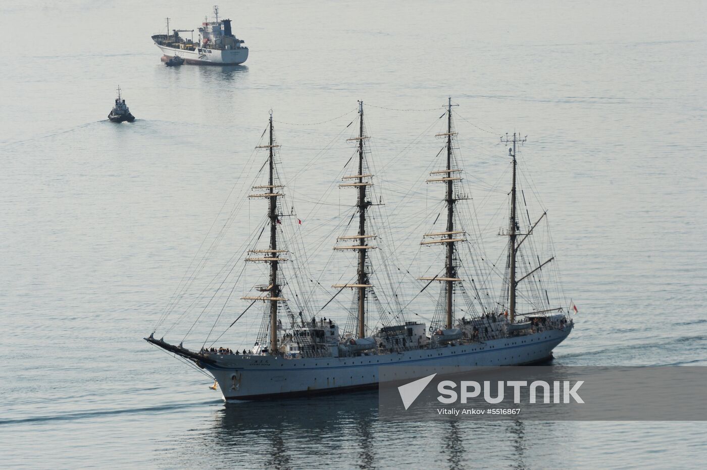 Japan's Kaiwo Maru tall ship welcomed at Vladivostok port