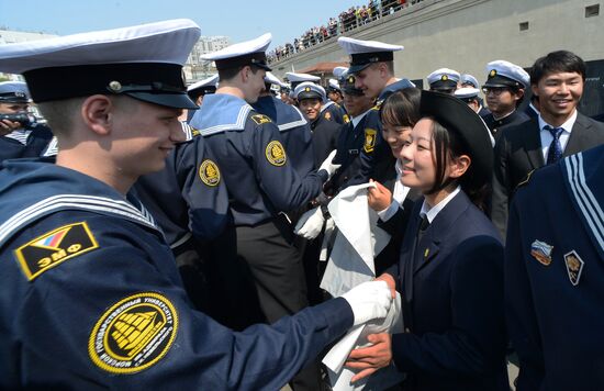 Japan's Kaiwo Maru tall ship welcomed at Vladivostok port