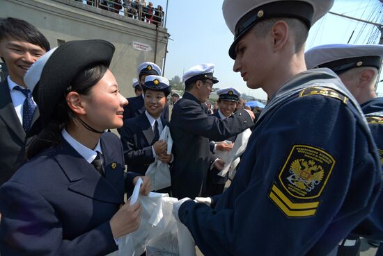 Japan's Kaiwo Maru tall ship welcomed at Vladivostok port