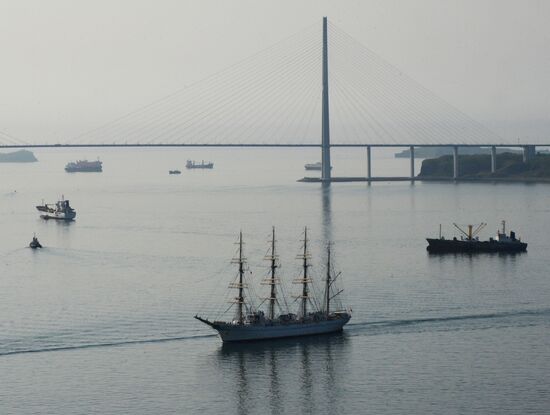 Japan's Kaiwo Maru tall ship welcomed at Vladivostok port