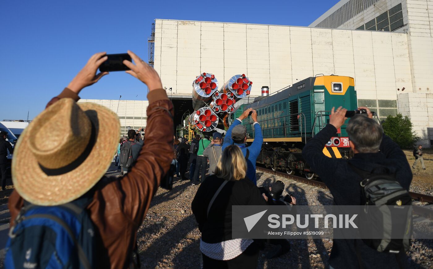 Soyuz-FG launch vehicle delivered to Baikonur launch site