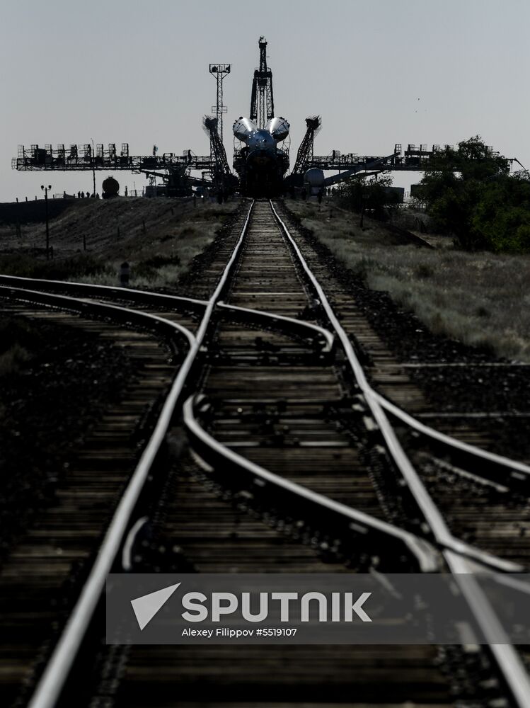 Soyuz-FG launch vehicle delivered to Baikonur launch site