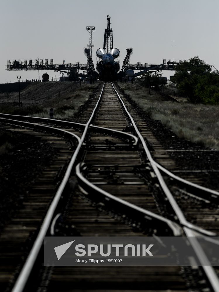 Soyuz-FG launch vehicle delivered to Baikonur launch site