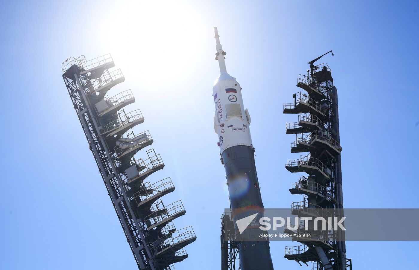 Soyuz-FG launch vehicle delivered to Baikonur launch site