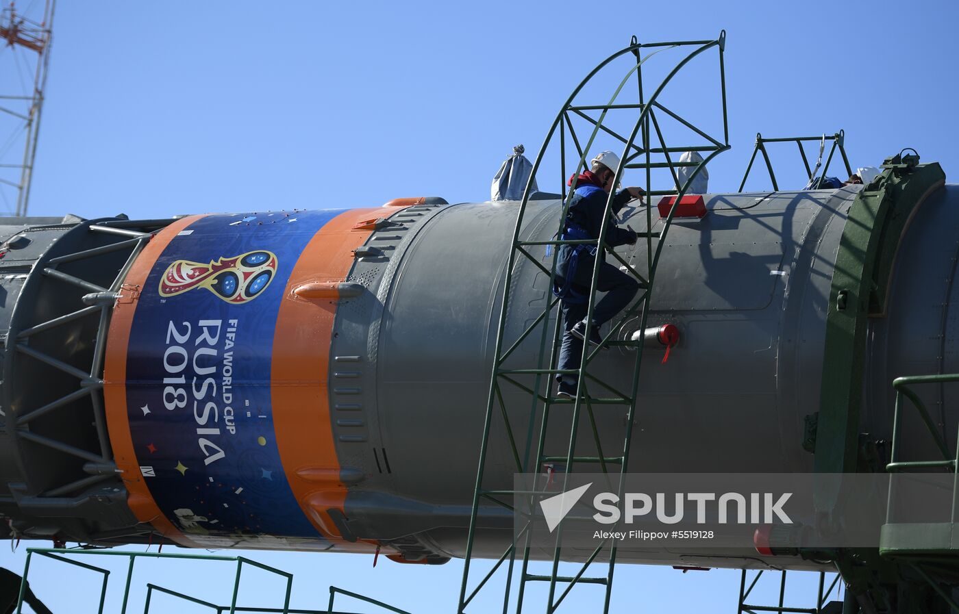 Soyuz-FG launch vehicle delivered to Baikonur launch site