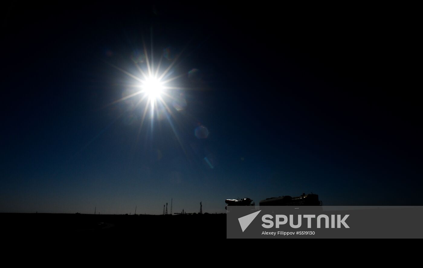 Soyuz-FG launch vehicle delivered to Baikonur launch site