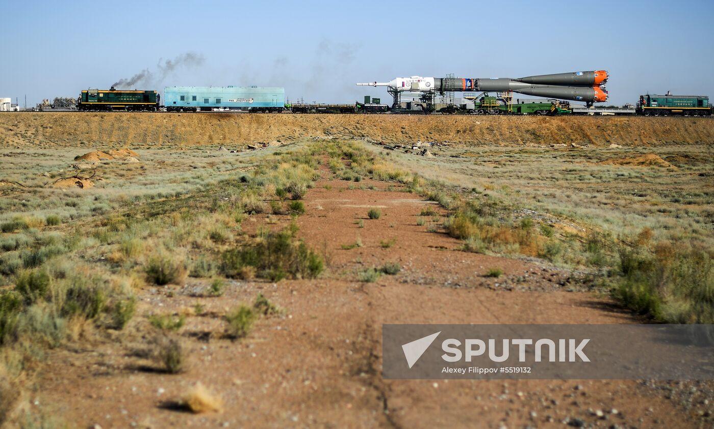 Soyuz-FG launch vehicle delivered to Baikonur launch site