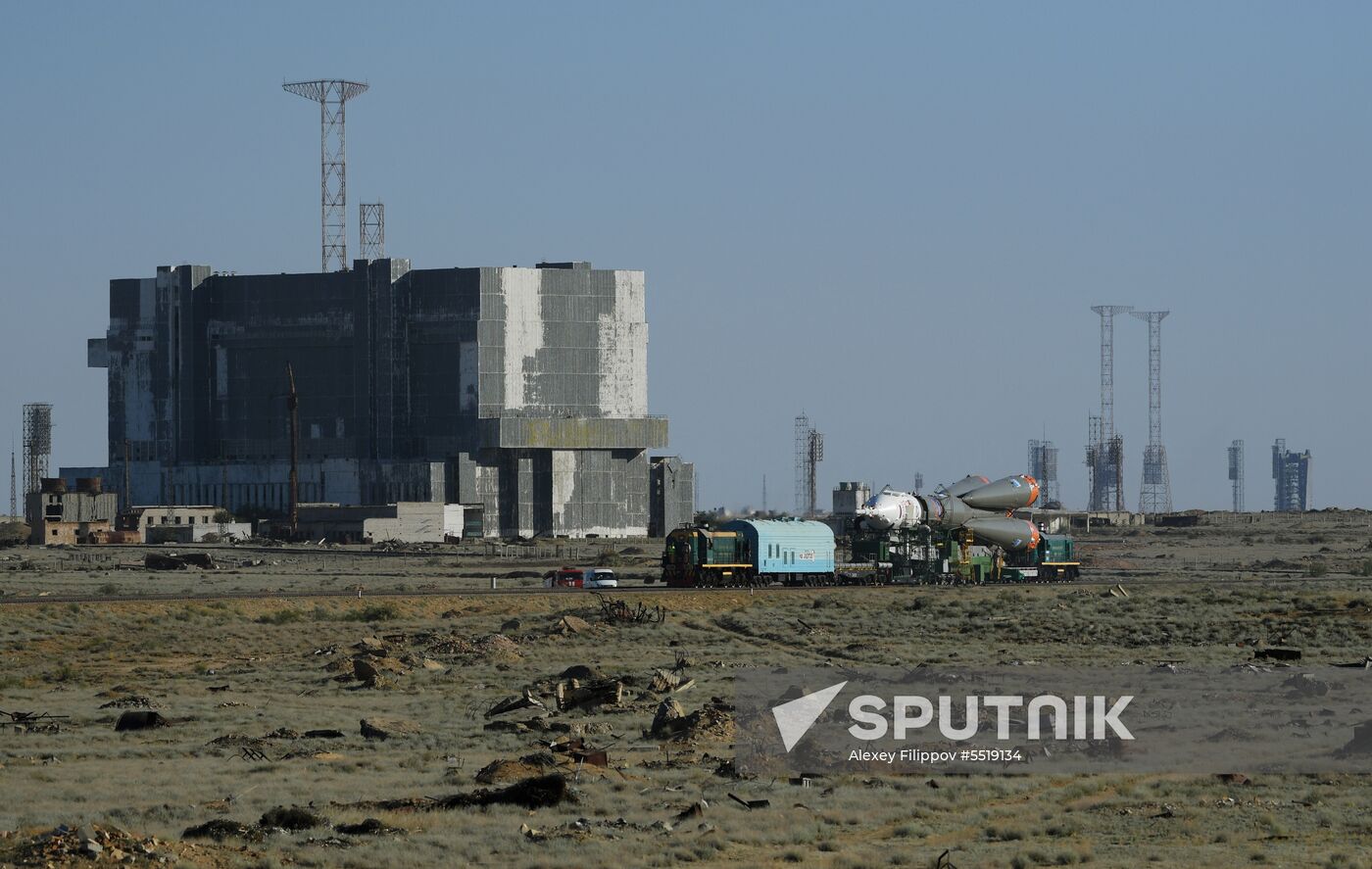 Soyuz-FG launch vehicle delivered to Baikonur launch site