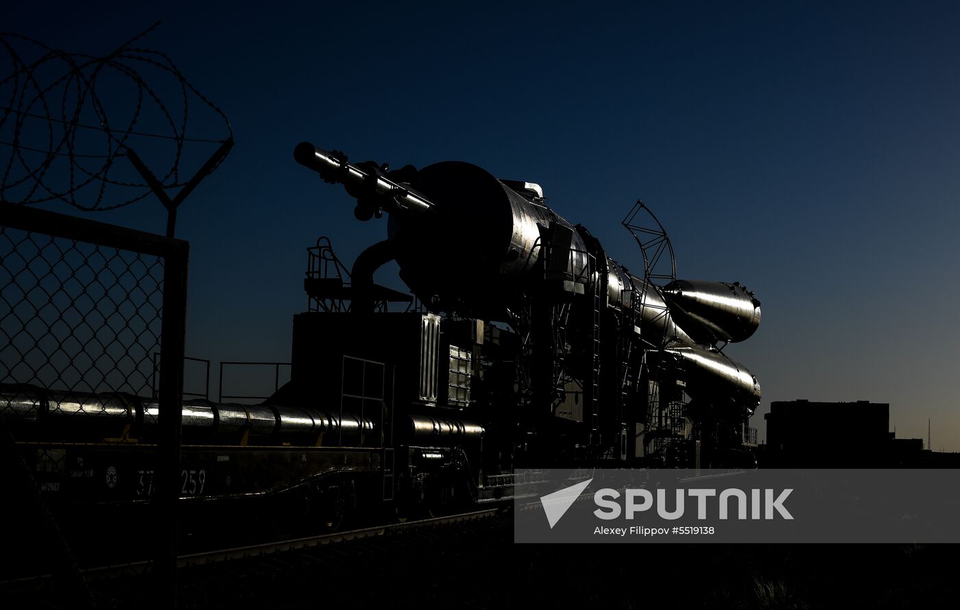 Soyuz-FG launch vehicle delivered to Baikonur launch site