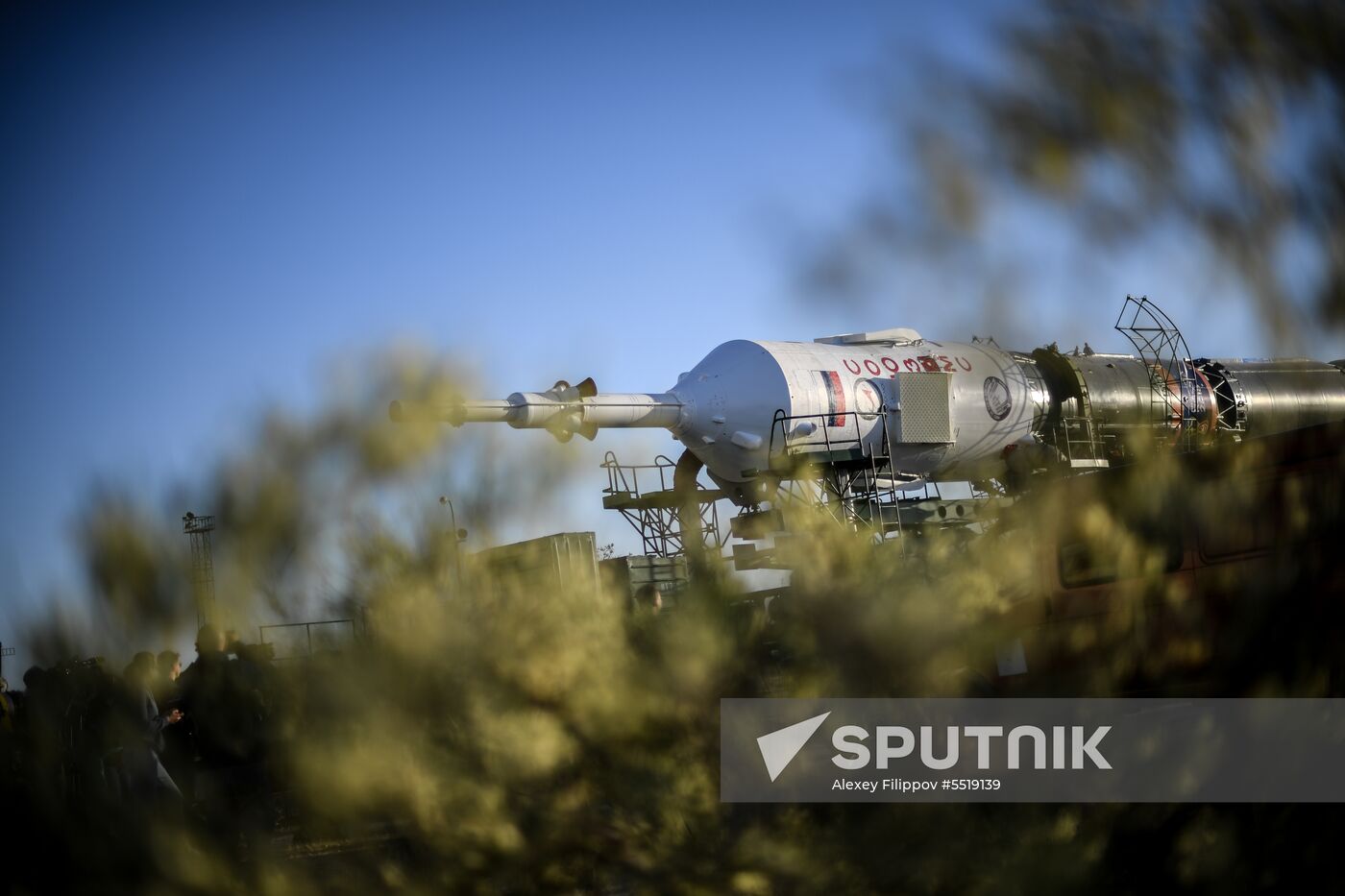 Soyuz-FG launch vehicle delivered to Baikonur launch site