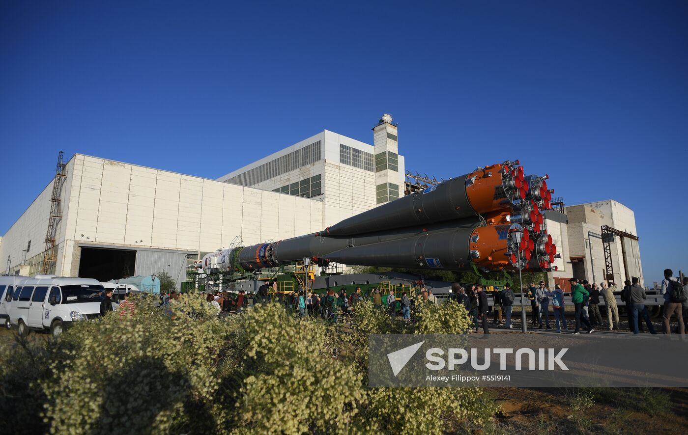 Soyuz-FG launch vehicle delivered to Baikonur launch site
