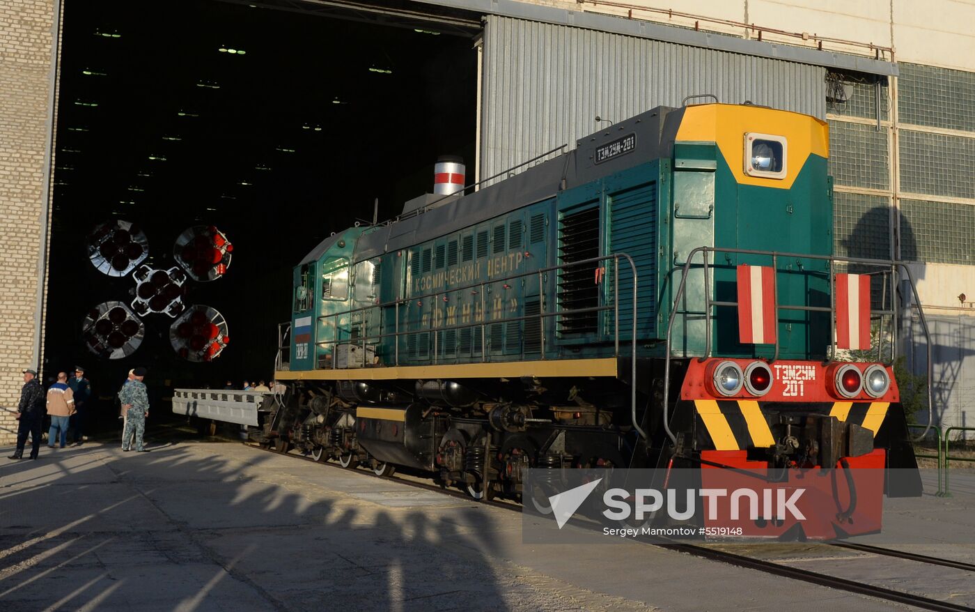 Soyuz-FG launch vehicle delivered to Baikonur launch site