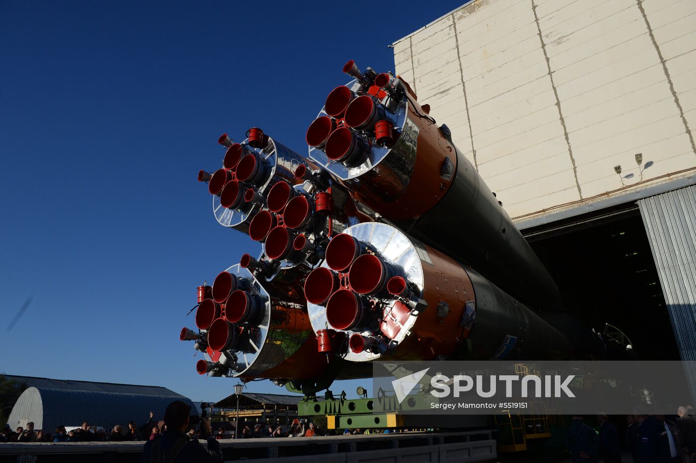 Soyuz-FG launch vehicle delivered to Baikonur launch site