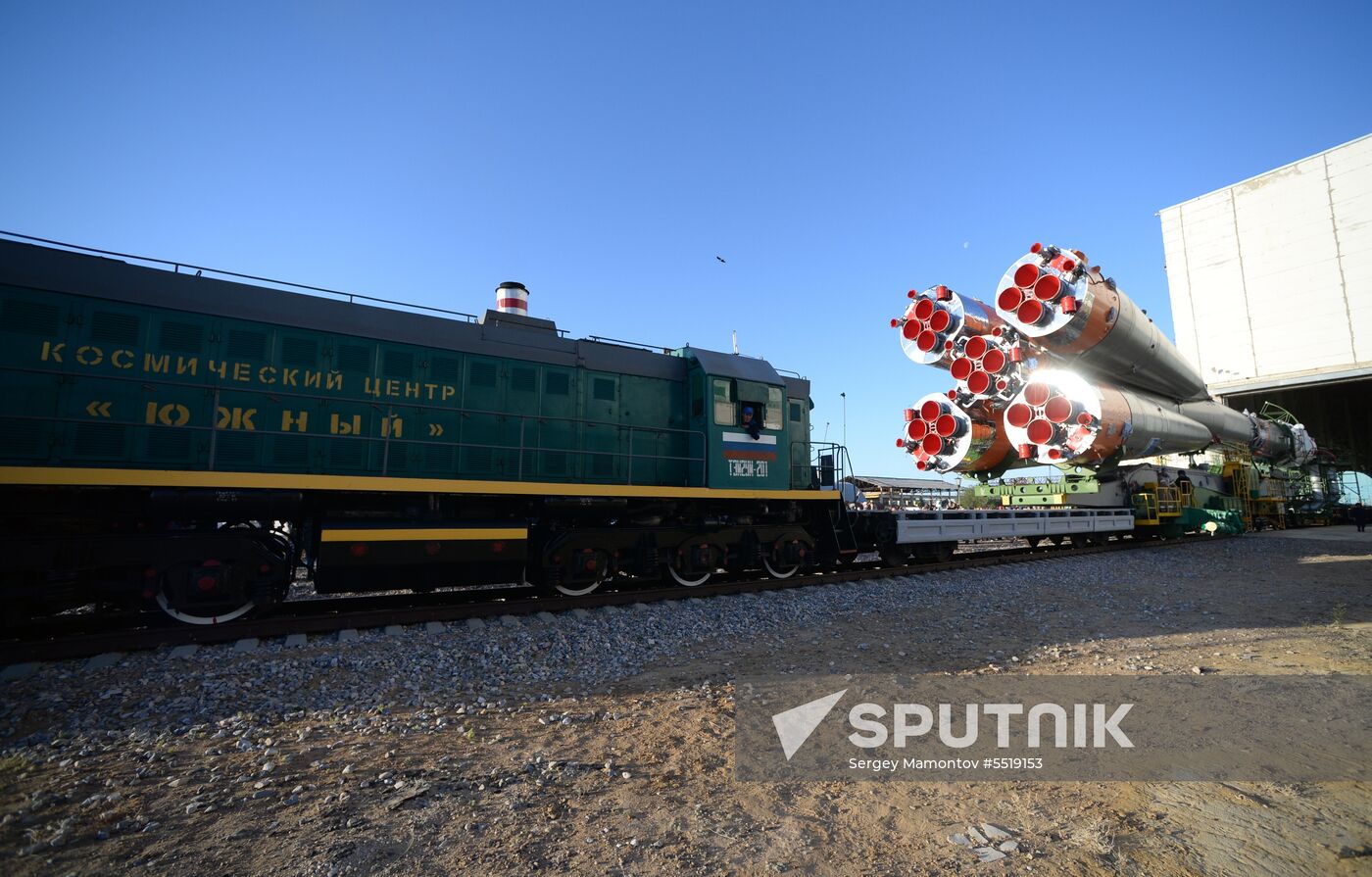 Soyuz-FG launch vehicle delivered to Baikonur launch site