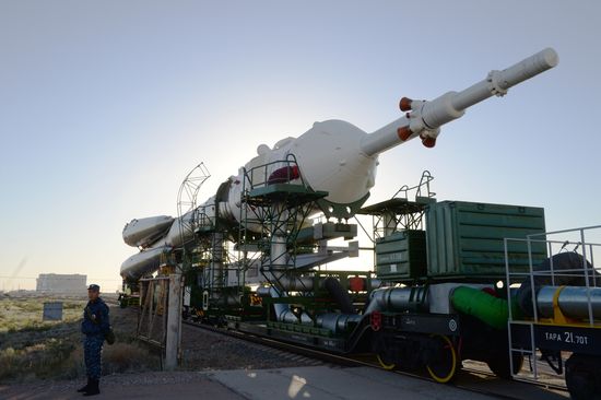 Soyuz-FG launch vehicle delivered to Baikonur launch site