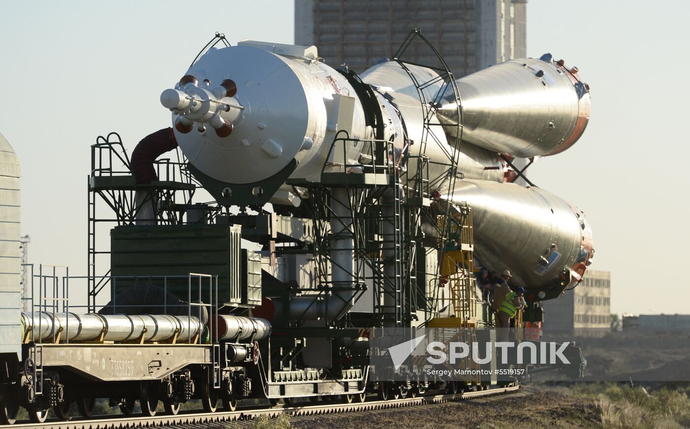 Soyuz-FG launch vehicle delivered to Baikonur launch site