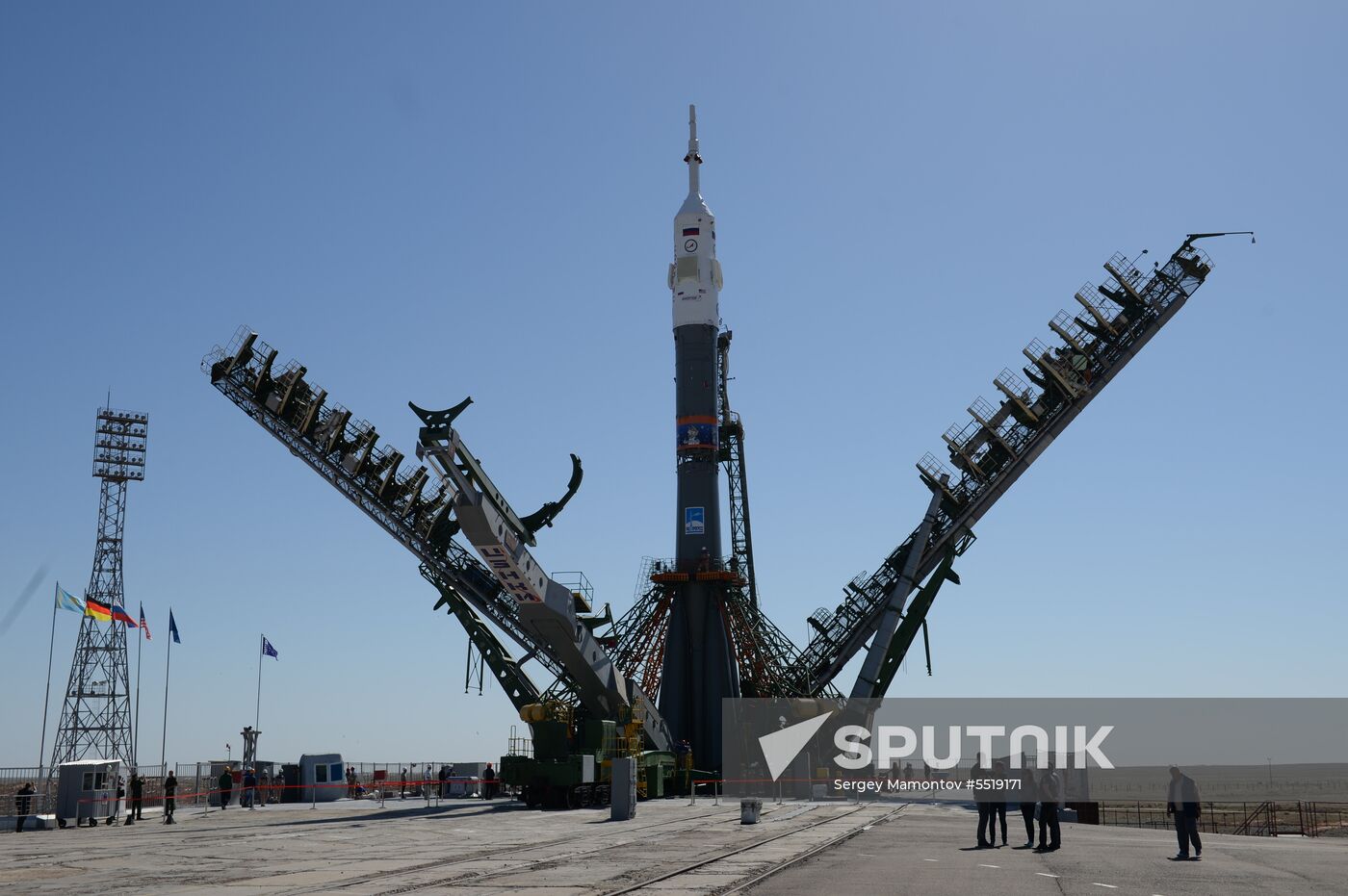 Soyuz-FG launch vehicle delivered to Baikonur launch site