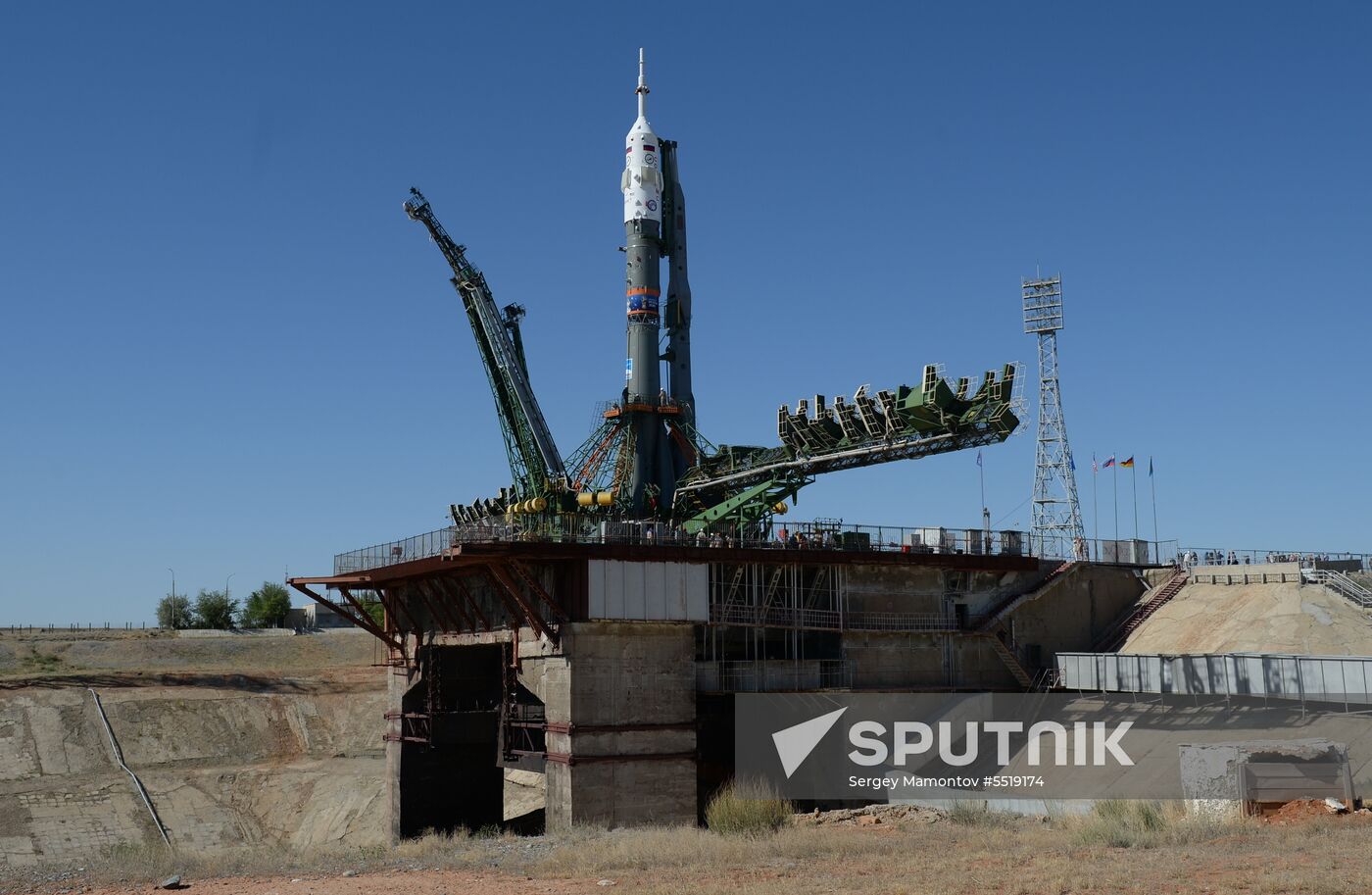 Soyuz-FG launch vehicle delivered to Baikonur launch site