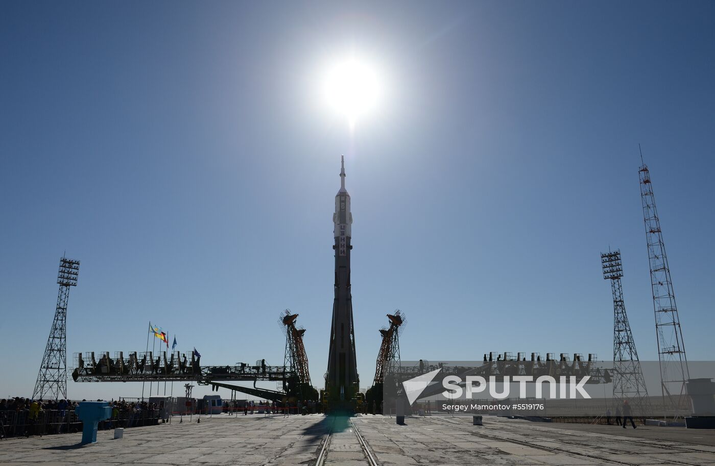 Soyuz-FG launch vehicle delivered to Baikonur launch site