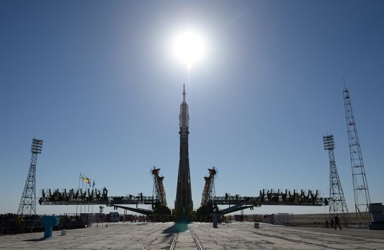 Soyuz-FG launch vehicle delivered to Baikonur launch site
