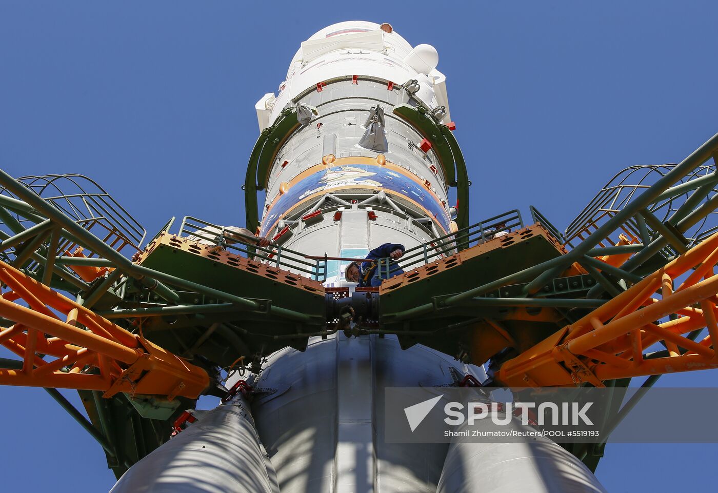 Soyuz-FG launch vehicle delivered to Baikonur launch site