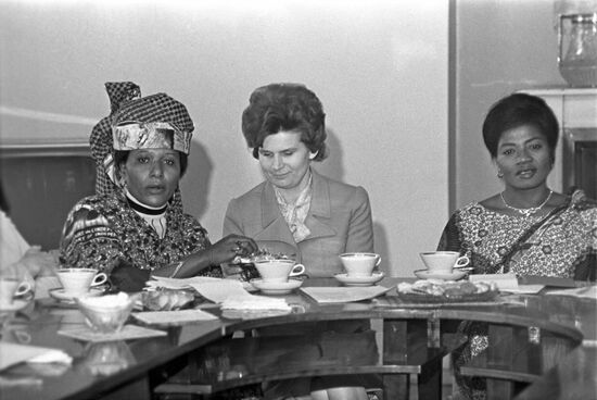 Delegation from Republic of Cameroon meets with Soviet Women's Committee