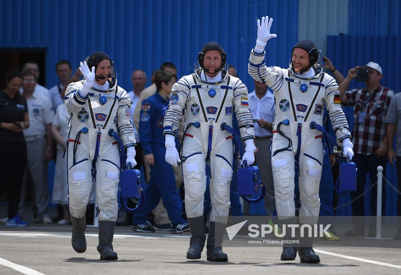 Launch of Soyuz MS-09 manned spacecraft with members of extended ISS Expedition 56/57