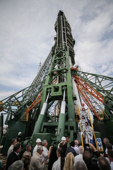 Launch of Soyuz MS-09 manned spacecraft with members of extended ISS Expedition 56/57