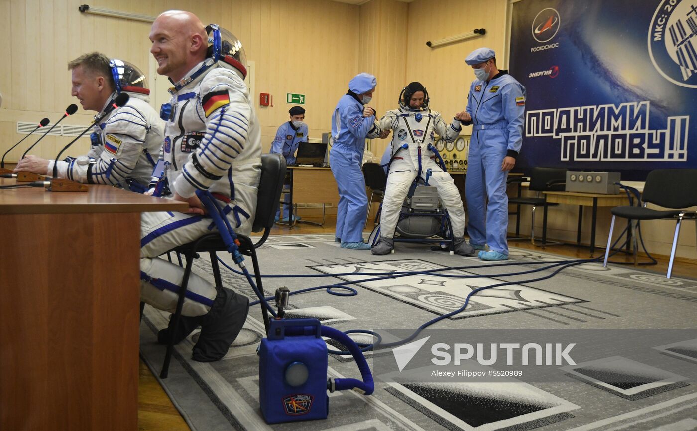 Launch of Soyuz MS-09 manned spacecraft with members of extended ISS Expedition 56/57