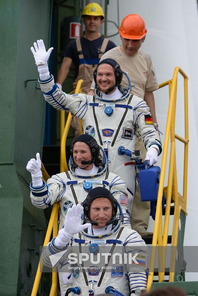 Launch of Soyuz MS-09 manned spacecraft with members of extended ISS Expedition 56/57